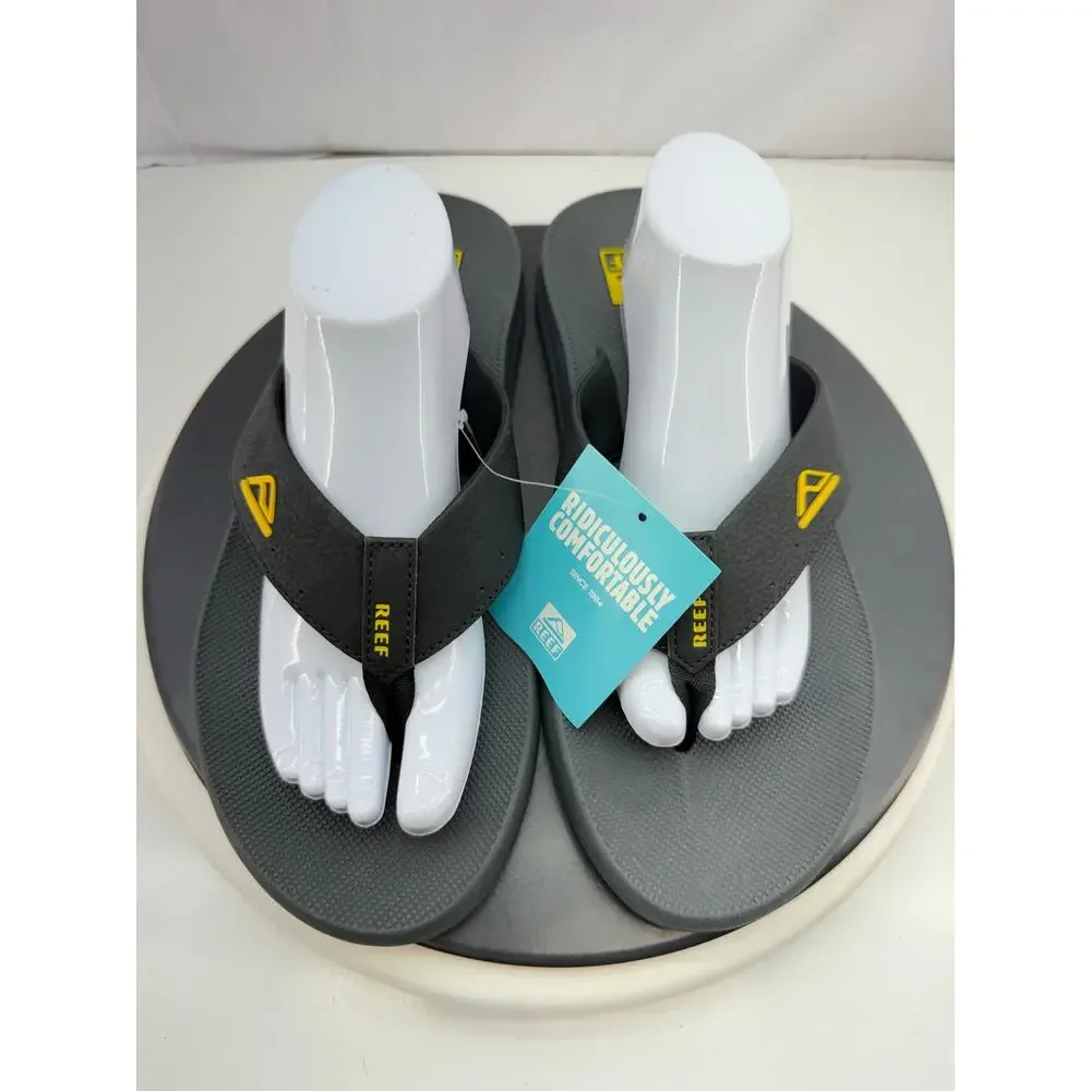 Reef Phantoms TQT Mens Sz 13‎ Flip Flop Black Grey Slip On Sandals Bottle Opener